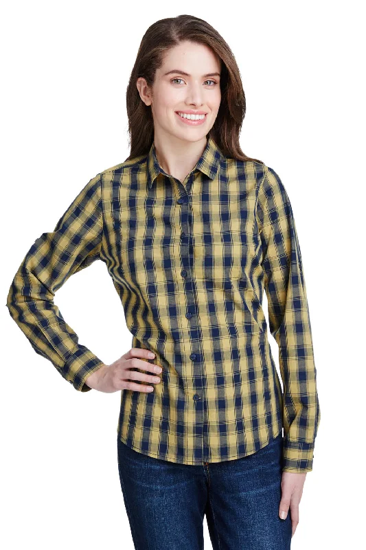 Artisan Collection Womens Mulligan Check Long Sleeve Button Down Shirt - Camel Brown/Navy Blue Casual Oversized Short Shirt Artisan Collection Womens Mulligan Check Long Sleeve Button Down Shirt - Camel Brown/Navy Blue Casual Oversized Short Shirt