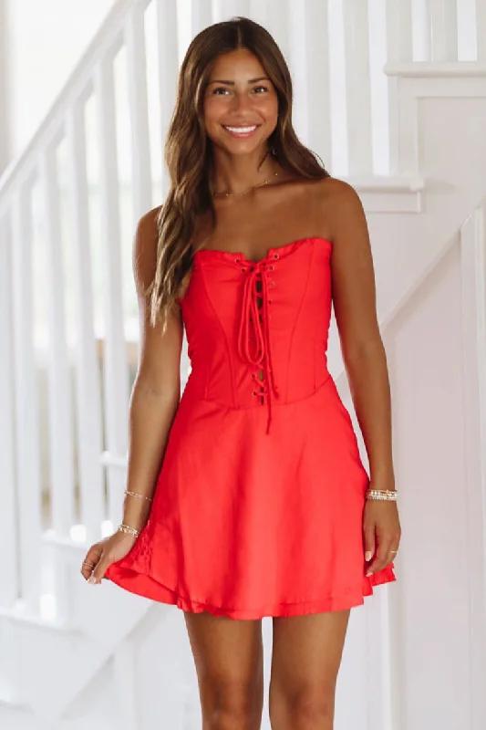 Bella Rosa Mini Dress - Red Comfortable Shift Mini Dress