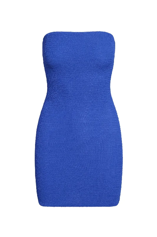 Bimini Dress - Cobalt Crinkle Cozy Cotton Mini Dress
