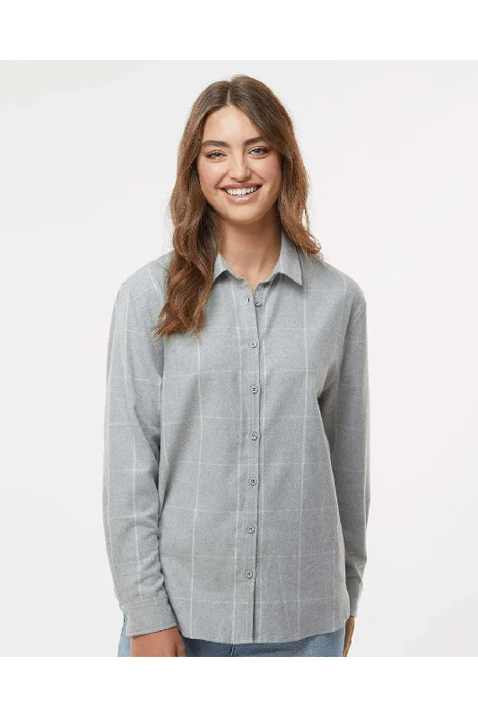 Burnside Womens Boyfriend Flannel Long Sleeve Button Down Shirt - Grey/White Relaxed Cotton Short Blouse Burnside Womens Boyfriend Flannel Long Sleeve Button Down Shirt - Grey/White Relaxed Cotton Short Blouse