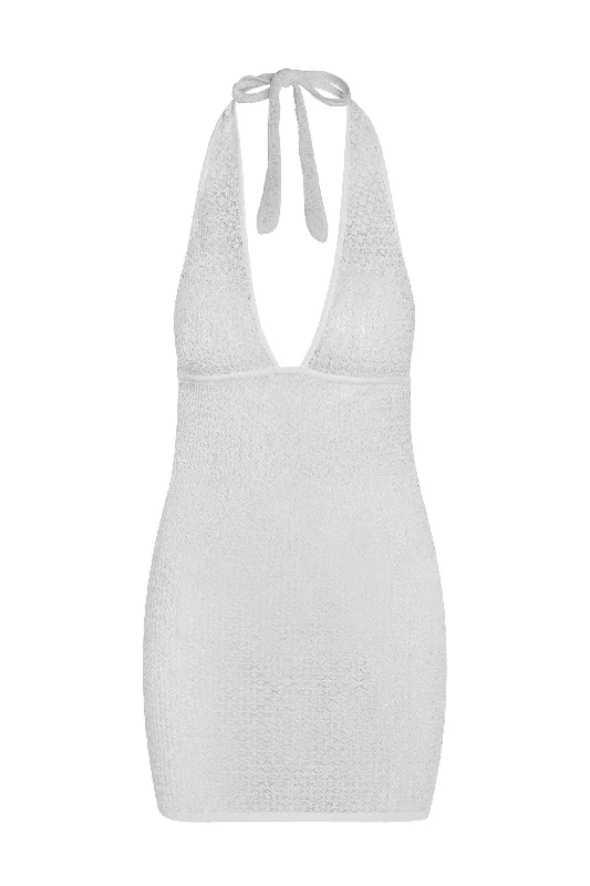 Catania Mini Dress - White Lace Crochet Chic Tropical Mini Dress