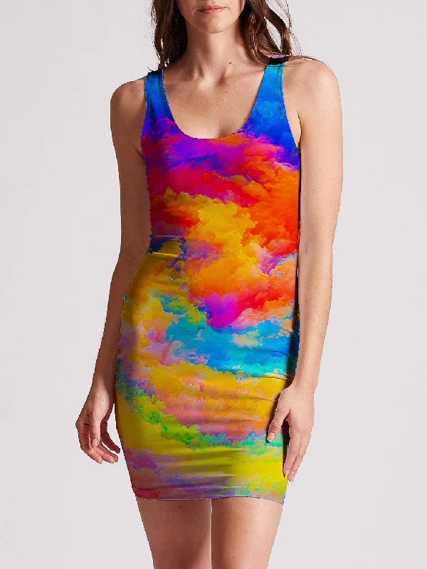 Color Storm Mini Dress Fashionable Party Mini Dress