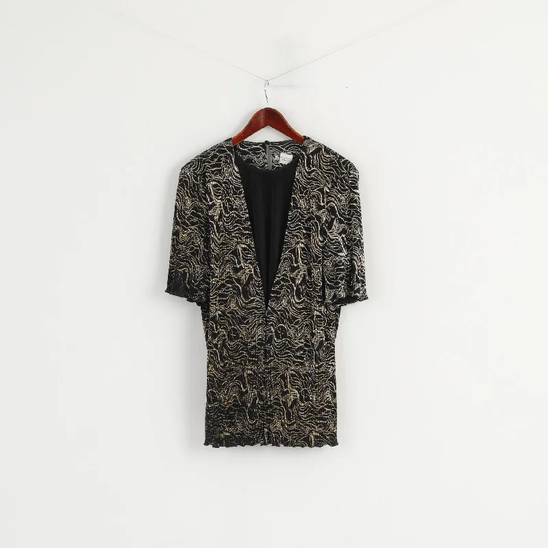 CANADA C&A Women 14 42 Shirt Black Gold Printed Elegant Short Sleeve Top Soft Cotton Short Tee CANADA C&A Women 14 42 Shirt Black Gold Printed Elegant Short Sleeve Top Soft Cotton Short Tee