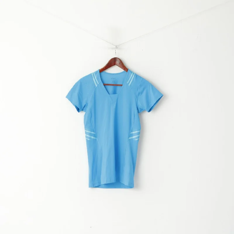 Reebok Women XL (M) Shirt Blue Play Easytone V Neck Sport Training Fitness Top Trendy Button-Front Short Sleeve Reebok Women XL (M) Shirt Blue Play Easytone V Neck Sport Training Fitness Top Trendy Button-Front Short Sleeve
