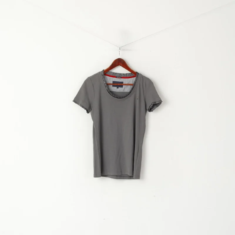 Ferrari Women L Shirt Grey Crew Neck Cotton Frills Classic Logo Plain Top Fashionable Short Sleeve Vest Ferrari Women L Shirt Grey Crew Neck Cotton Frills Classic Logo Plain Top Fashionable Short Sleeve Vest