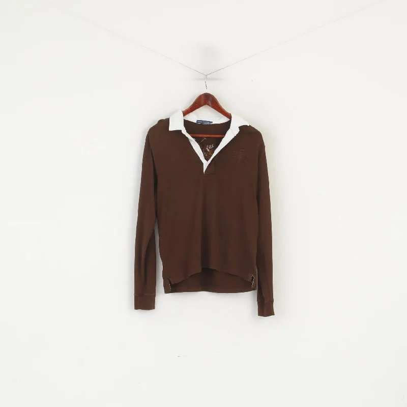 Ralph Lauren Women XL Polo Shirt Brown Vintage Cotton Long Sleeve Rugby Top Trendy Print Short Sleeve Ralph Lauren Women XL Polo Shirt Brown Vintage Cotton Long Sleeve Rugby Top Trendy Print Short Sleeve