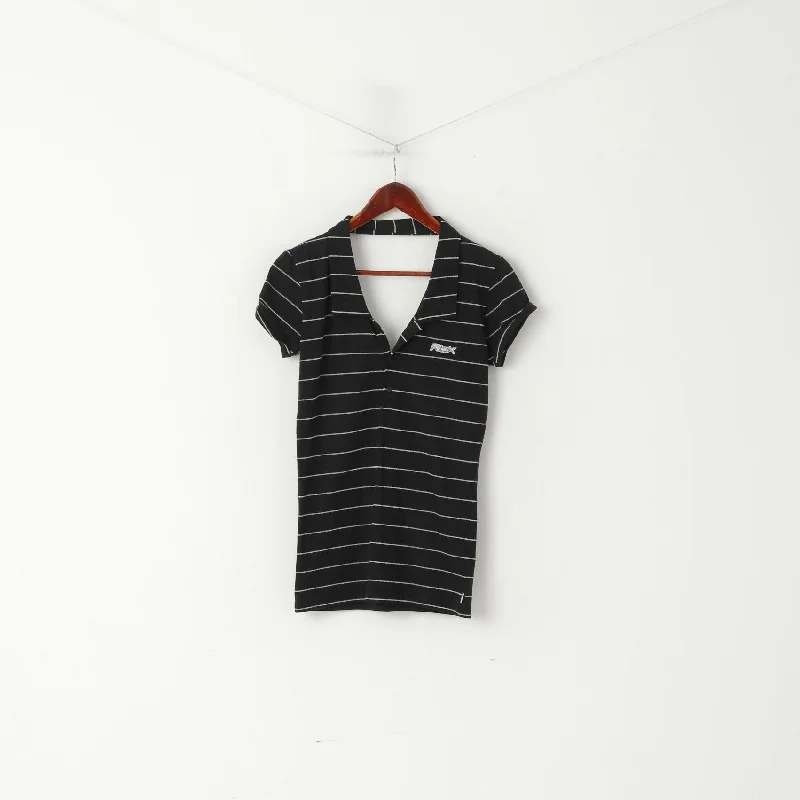 Reebok Women 12 M Shirt Black Striped Cotton Activewear Sport Gym Top Modern Short Sleeve Top Reebok Women 12 M Shirt Black Striped Cotton Activewear Sport Gym Top Modern Short Sleeve Top
