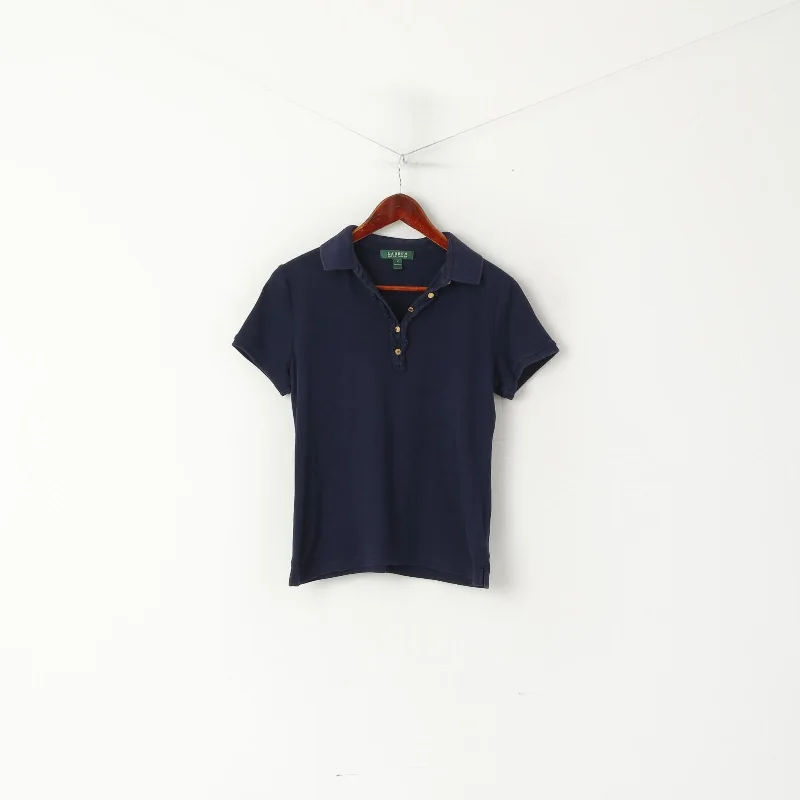 Lauren Ralph Lauren Women M Polo Shirt Navy Cotton Stretch Short Sleeve Plain Top Comfortable Loose Short Sleeve Lauren Ralph Lauren Women M Polo Shirt Navy Cotton Stretch Short Sleeve Plain Top Comfortable Loose Short Sleeve