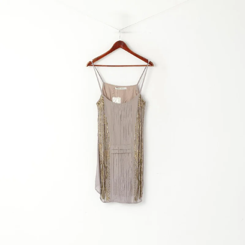 New Zara Basic Women S Tunic Taupe Viscose Spaghetti Strap Sequins Shirt Classic Short Sleeve Blouse New Zara Basic Women S Tunic Taupe Viscose Spaghetti Strap Sequins Shirt Classic Short Sleeve Blouse
