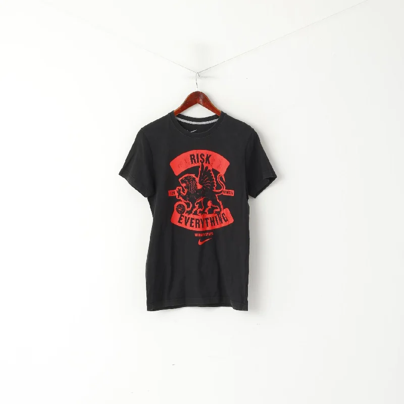 Nike Women M Shirt Black Cotton Graphic Risk Everything Slim Fit Top Trendy Button-Front Short Sleeve Nike Women M Shirt Black Cotton Graphic Risk Everything Slim Fit Top Trendy Button-Front Short Sleeve