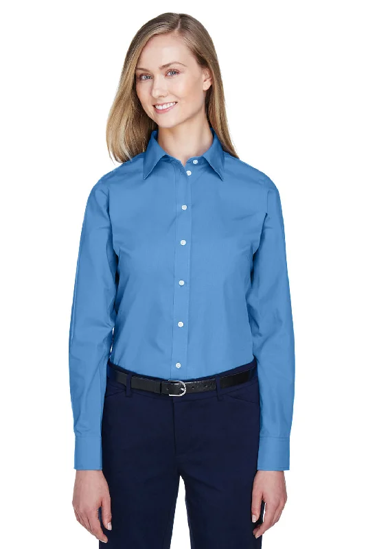 Devon & Jones Womens Crown Woven Collection Wrinkle Resistant Long Sleeve Button Down Shirt - French Blue Trendy Floral Short Sleeve Devon & Jones Womens Crown Woven Collection Wrinkle Resistant Long Sleeve Button Down Shirt - French Blue Trendy Floral Short Sleeve