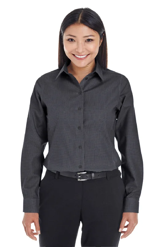 Devon & Jones Womens Crown Woven Collection Wrinkle Resistant Long Sleeve Button Down Shirt - Black Fashionable Button-Front Short Sleeve Devon & Jones Womens Crown Woven Collection Wrinkle Resistant Long Sleeve Button Down Shirt - Black Fashionable Button-Front Short Sleeve