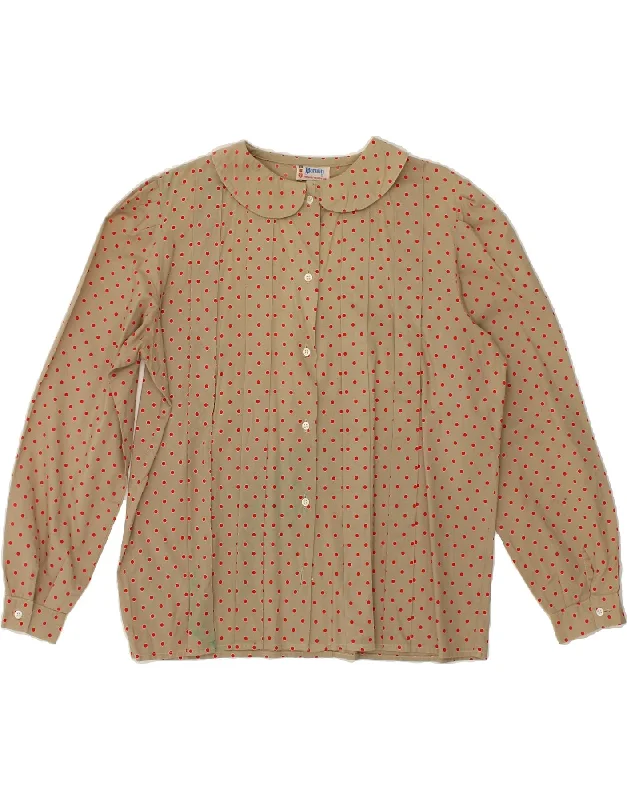 DORINGO Womens Shirt Blouse IT 46 Large Beige Polka Dot Comfortable Graphic Short Sleeve DORINGO Womens Shirt Blouse IT 46 Large Beige Polka Dot Comfortable Graphic Short Sleeve