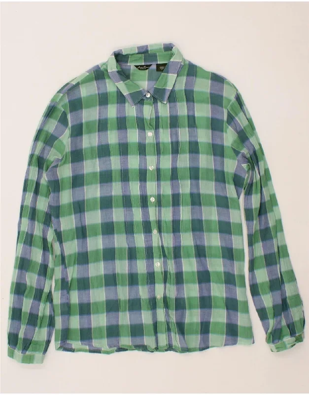 EDDIE BAUER Womens Shirt Blouse UK 14 Medium Green Gingham Cotton Casual Boxy Short Shirt EDDIE BAUER Womens Shirt Blouse UK 14 Medium Green Gingham Cotton Casual Boxy Short Shirt