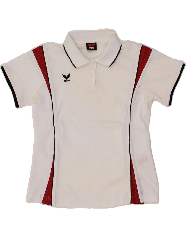 ERIMA Womens Polo Shirt EU 40 Medium White Colourblock Polyester Fashionable Button-Front Short Sleeve ERIMA Womens Polo Shirt EU 40 Medium White Colourblock Polyester Fashionable Button-Front Short Sleeve