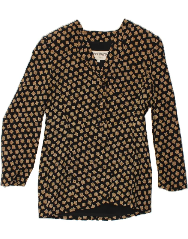 ERREUNO Womens Shirt Blouse IT 44 Medium Black Geometric Silk Elegant Silk Short Shirt ERREUNO Womens Shirt Blouse IT 44 Medium Black Geometric Silk Elegant Silk Short Shirt