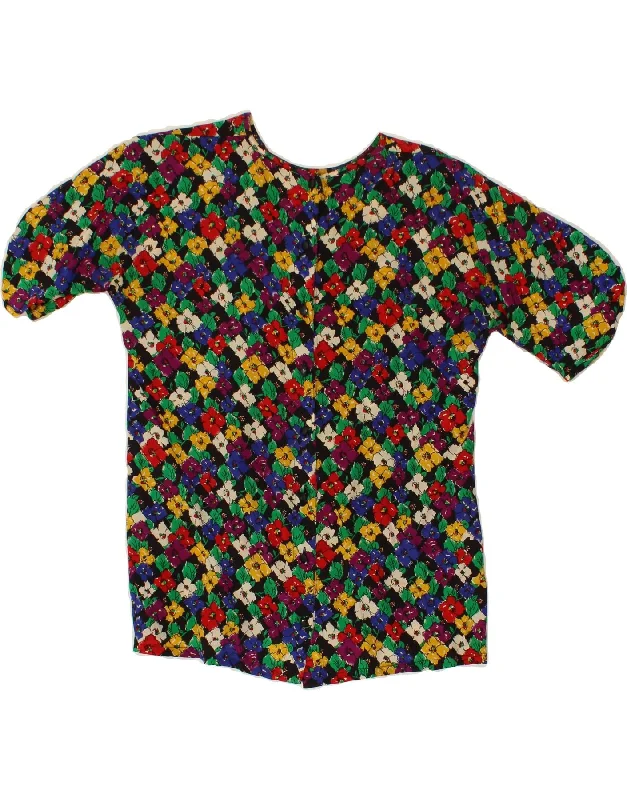 ESCADA Womens Shirt Blouse IT 42 Medium Multicoloured Floral Trendy Sleeveless Short Shirt ESCADA Womens Shirt Blouse IT 42 Medium Multicoloured Floral Trendy Sleeveless Short Shirt