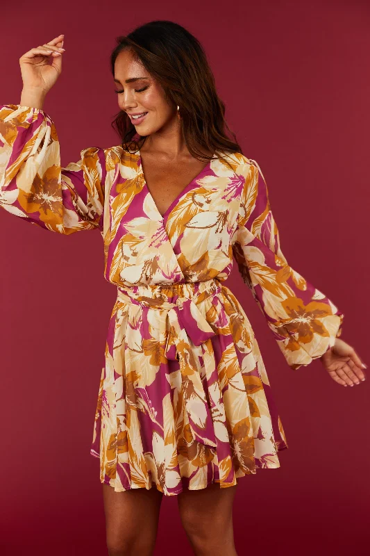 Flying Tomato Mulberry Floral Print Surplice Neck Mini Dress Stylish Floral Print Mini Dress Flying Tomato Mulberry Floral Print Surplice Neck Mini Dress Stylish Floral Print Mini Dress