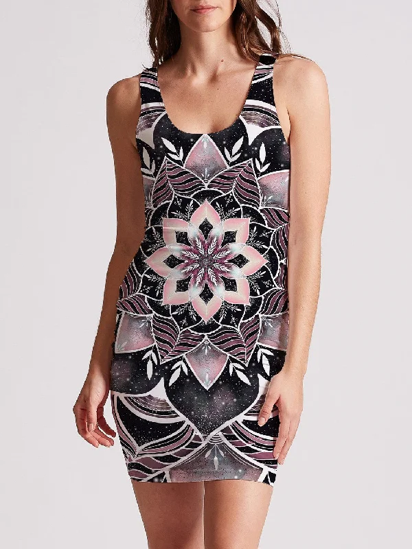 Galactic Rose Mini Dress Elegant Off-Shoulder Dress Mini