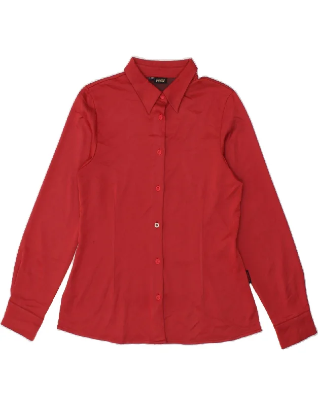 GIANFRANCO FERRE Womens Shirt Blouse UK 10 Small Red Polyamide Fashionable Pleated Short Shirt GIANFRANCO FERRE Womens Shirt Blouse UK 10 Small Red Polyamide Fashionable Pleated Short Shirt
