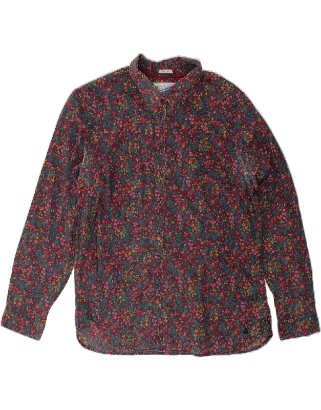 JOULES Womens Shirt UK 16 Large Navy Blue Floral Cotton Elegant Off-Shoulder Short Shirt JOULES Womens Shirt UK 16 Large Navy Blue Floral Cotton Elegant Off-Shoulder Short Shirt