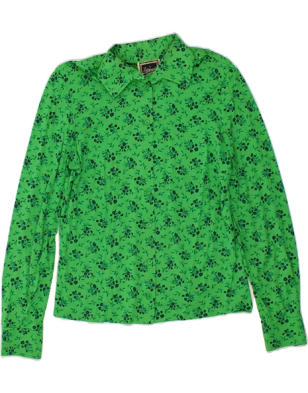 LUISA SPAGNOLI Womens Shirt UK 14 Medium Green Floral Stylish Casual Short Tee