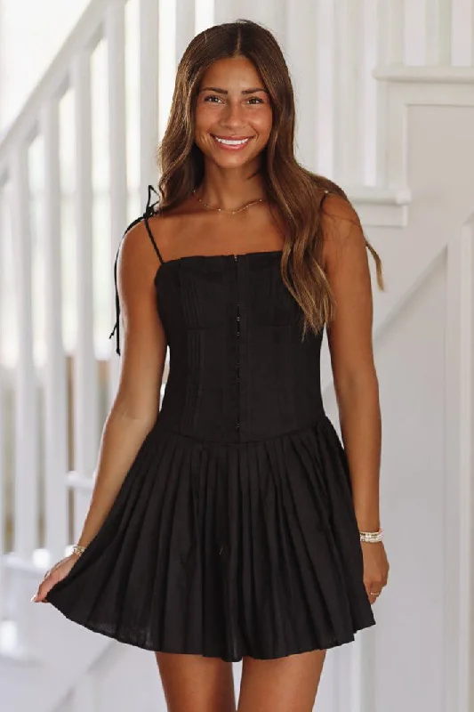 Me Again Mini Dress - Black Classic Floral Mini Dress