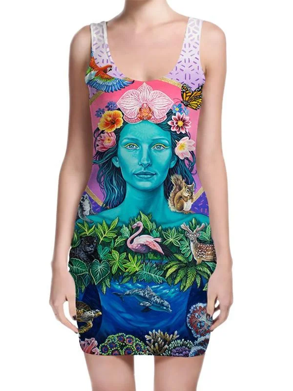 Mother Earth Mini Dress Stylish Ribbed Mini Dress