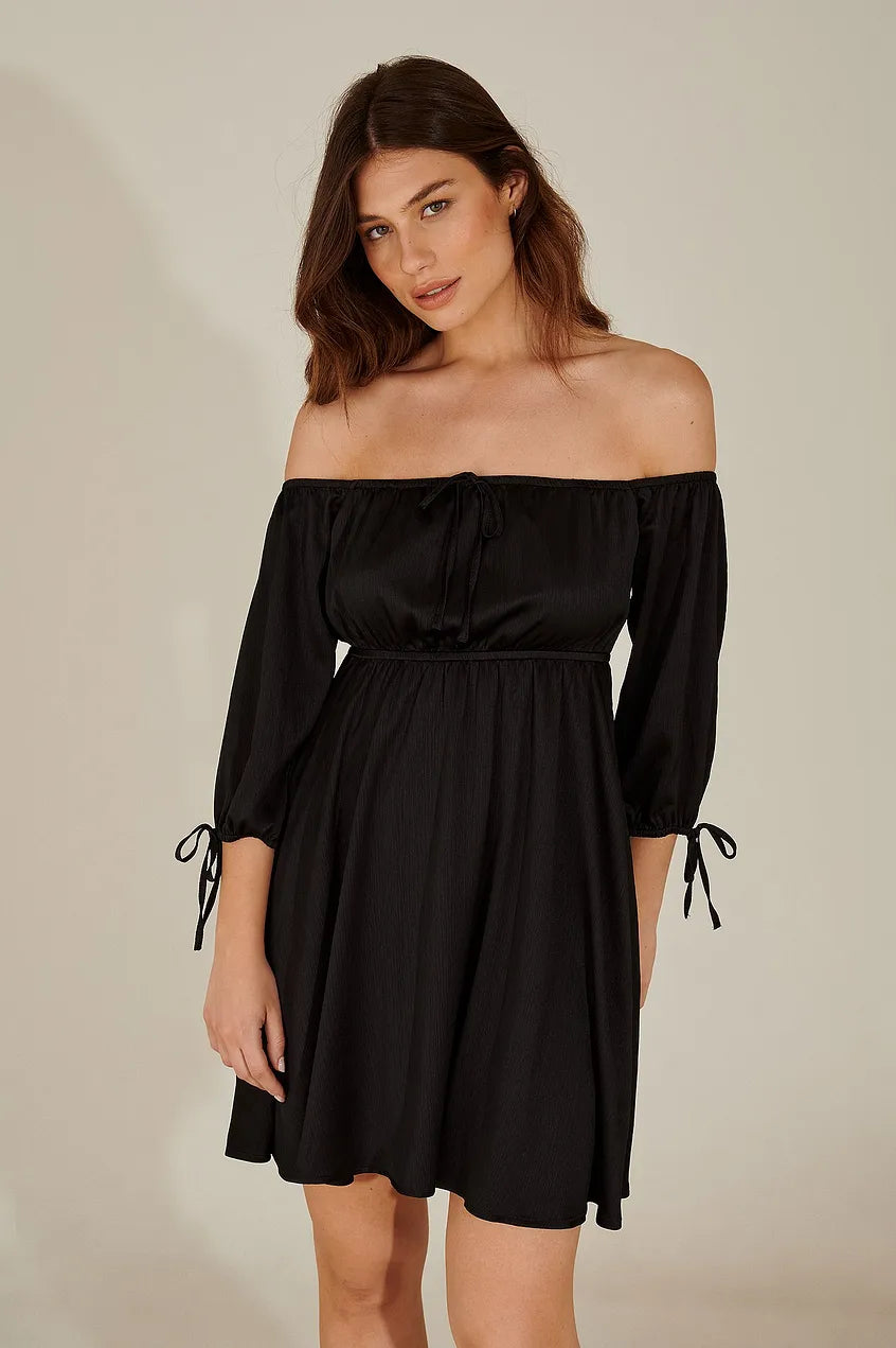 Off Shoulder Recycled Mini Dress Elegant Tulle Mini Dress