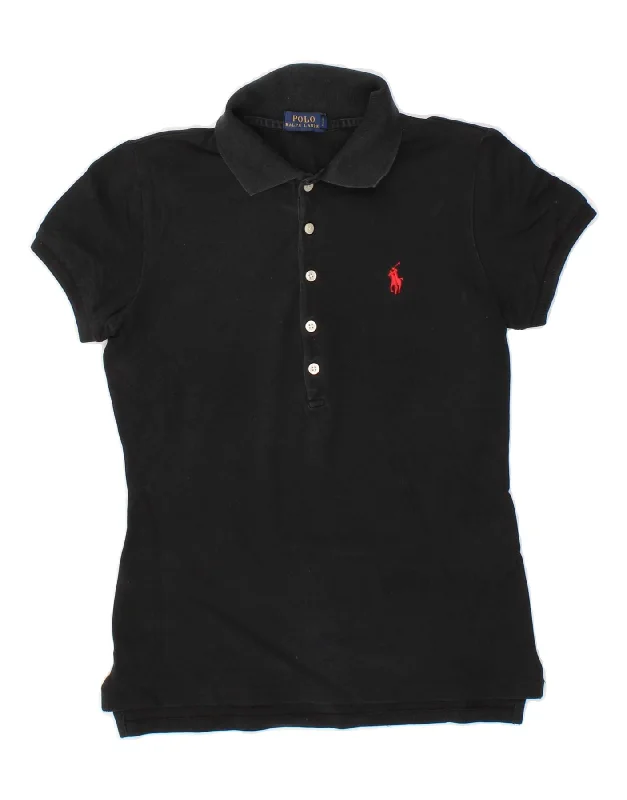 POLO RALPH LAUREN Womens Polo Shirt UK 10 Small Black Cotton Fashionable Tied Short Sleeve POLO RALPH LAUREN Womens Polo Shirt UK 10 Small Black Cotton Fashionable Tied Short Sleeve