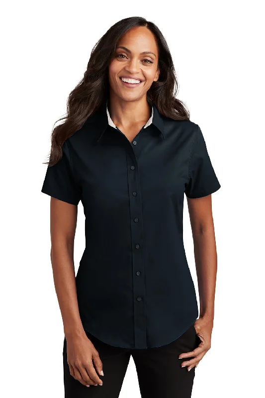 Port Authority Womens Easy Care Wrinkle Resistant Short Sleeve Button Down Shirt - Classic Navy Blue - Closeout Modern Fit Short Sleeve Port Authority Womens Easy Care Wrinkle Resistant Short Sleeve Button Down Shirt - Classic Navy Blue - Closeout Modern Fit Short Sleeve