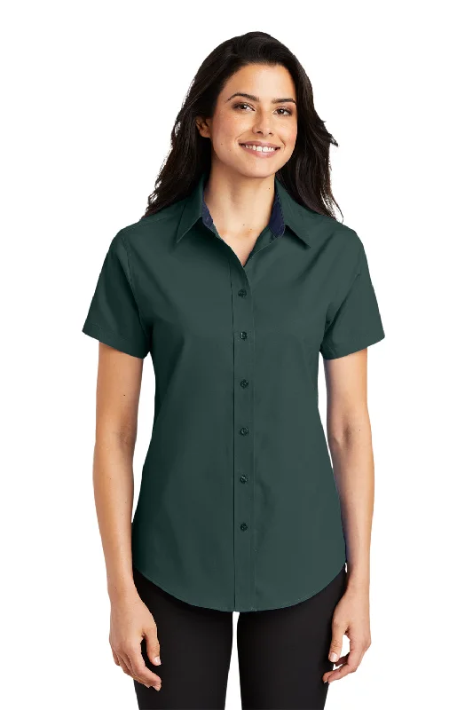 Port Authority Womens Easy Care Wrinkle Resistant Short Sleeve Button Down Shirt - Dark Green Relaxed Short Sleeve Tee Port Authority Womens Easy Care Wrinkle Resistant Short Sleeve Button Down Shirt - Dark Green Relaxed Short Sleeve Tee