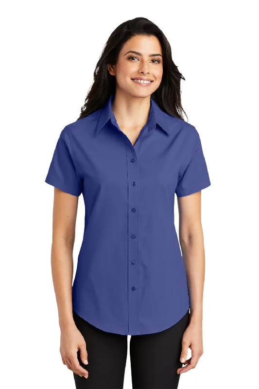 Port Authority Womens Easy Care Wrinkle Resistant Short Sleeve Button Down Shirt - Mediterranean Blue Fashionable Pleated Short Shirt Port Authority Womens Easy Care Wrinkle Resistant Short Sleeve Button Down Shirt - Mediterranean Blue Fashionable Pleated Short Shirt