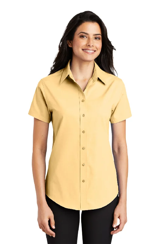 Port Authority Womens Easy Care Wrinkle Resistant Short Sleeve Button Down Shirt - Yellow - Closeout Classic Button-Up Short Tee Port Authority Womens Easy Care Wrinkle Resistant Short Sleeve Button Down Shirt - Yellow - Closeout Classic Button-Up Short Tee