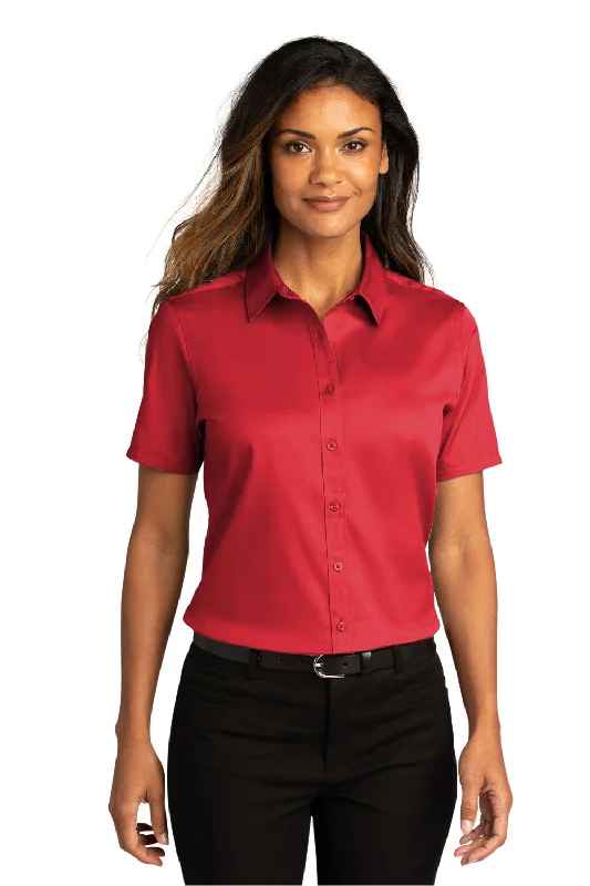 Port Authority Womens SuperPro Wrinkle Resistant React Short Sleeve Button Down Shirt - Rich Red Trendy Summer Short Sleeve Port Authority Womens SuperPro Wrinkle Resistant React Short Sleeve Button Down Shirt - Rich Red Trendy Summer Short Sleeve