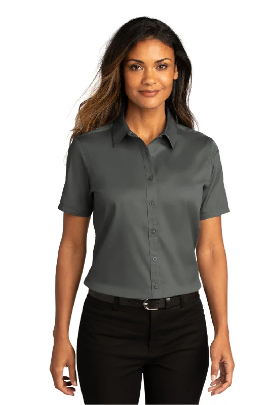 Port Authority Womens SuperPro Wrinkle Resistant React Short Sleeve Button Down Shirt - Storm Grey Relaxed Short Sleeve Tee Port Authority Womens SuperPro Wrinkle Resistant React Short Sleeve Button Down Shirt - Storm Grey Relaxed Short Sleeve Tee