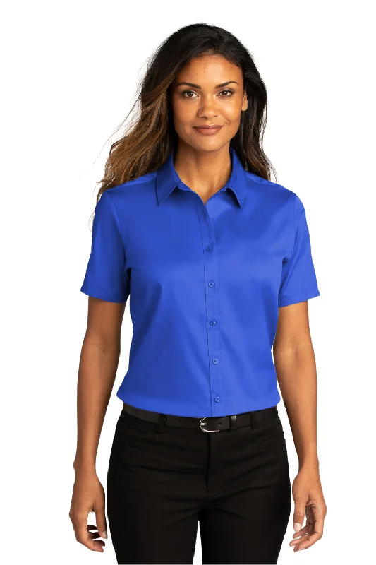 Port Authority Womens SuperPro Wrinkle Resistant React Short Sleeve Button Down Shirt - True Royal Blue Elegant Lace-Trimmed Short Shirt Port Authority Womens SuperPro Wrinkle Resistant React Short Sleeve Button Down Shirt - True Royal Blue Elegant Lace-Trimmed Short Shirt