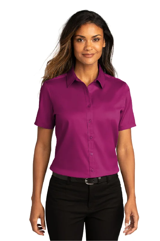 Port Authority Womens SuperPro Wrinkle Resistant React Short Sleeve Button Down Shirt - Wild Berry Trendy Floral Short Sleeve Port Authority Womens SuperPro Wrinkle Resistant React Short Sleeve Button Down Shirt - Wild Berry Trendy Floral Short Sleeve