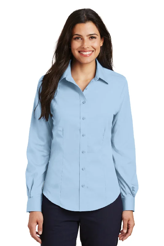 Port Authority Womens Wrinkle Resistant Long Sleeve Button Down Shirt - Sky Blue - Closeout Cozy Striped Short Sleeve Port Authority Womens Wrinkle Resistant Long Sleeve Button Down Shirt - Sky Blue - Closeout Cozy Striped Short Sleeve