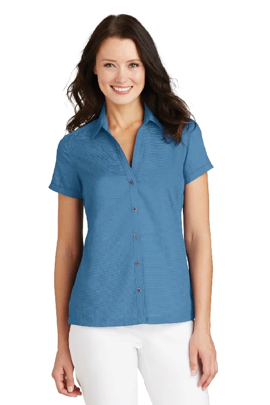 Port Authority Womens Wrinkle Resistant Short Sleeve Button Down Camp Shirt - Celadon Blue - Closeout Chic Silk Short Sleeve Shirt Port Authority Womens Wrinkle Resistant Short Sleeve Button Down Camp Shirt - Celadon Blue - Closeout Chic Silk Short Sleeve Shirt