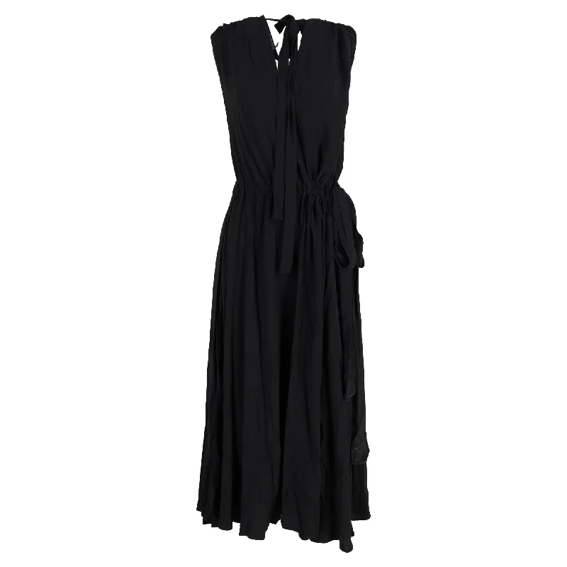 Prada Midi Dress in Black Silk Cozy Spaghetti Strap Midi Dress