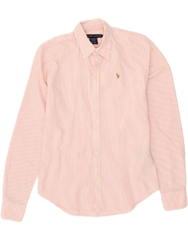 RALPH LAUREN Womens Shirt US 4 Small Pink Striped Cotton Comfortable Graphic Short Sleeve RALPH LAUREN Womens Shirt US 4 Small Pink Striped Cotton Comfortable Graphic Short Sleeve