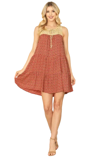 Red Multi Sleeveless Keyhole Tie Babydoll Printed Mini Dress - Pack of 6 Stylish Puff Sleeve Mini Dress Red Multi Sleeveless Keyhole Tie Babydoll Printed Mini Dress - Pack of 6 Stylish Puff Sleeve Mini Dress
