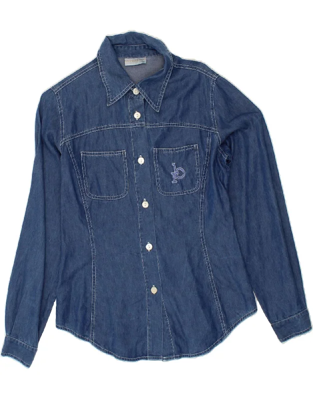 ROCCOBAROCCO Womens Denim Shirt IT 44 Medium Blue Cotton Classic Casual Short Sleeve ROCCOBAROCCO Womens Denim Shirt IT 44 Medium Blue Cotton Classic Casual Short Sleeve