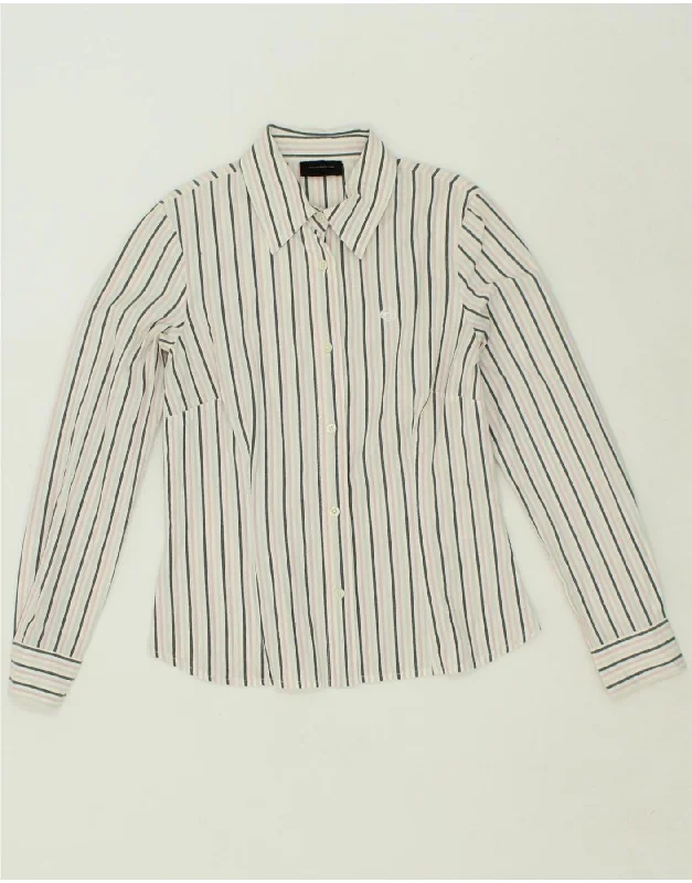 SERGIO TACCHINI Womens Shirt UK 10 Small Multicoloured Striped Cotton Cozy Plain Short Sleeve SERGIO TACCHINI Womens Shirt UK 10 Small Multicoloured Striped Cotton Cozy Plain Short Sleeve