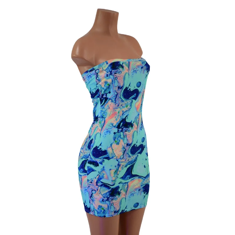 Strapless Lapis Lagoon Mini Dress Trendy Bodycon Mini Dress