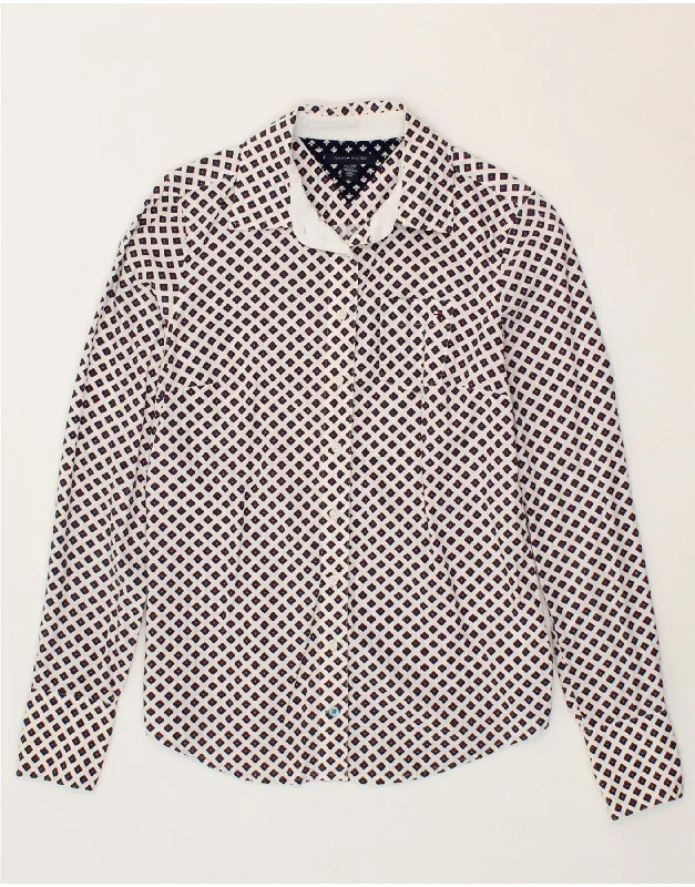 TOMMY HILFIGER Womens Shirt UK 6 XS White Argyle/Diamond Cotton Comfortable Graphic Short Sleeve TOMMY HILFIGER Womens Shirt UK 6 XS White Argyle/Diamond Cotton Comfortable Graphic Short Sleeve