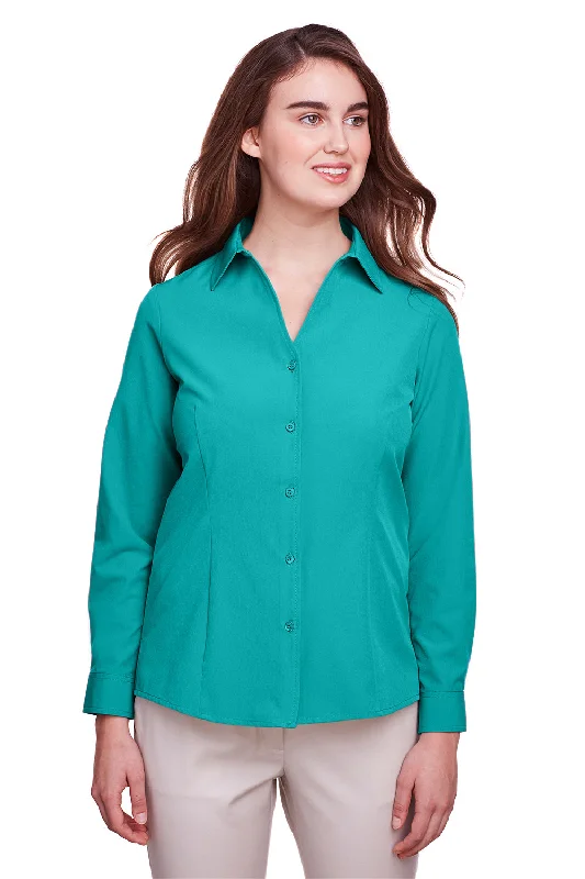 UltraClub Womens Bradley Performance Moisture Wicking Long Sleeve Button Down Shirt - Jade Green Elegant Button-Down Short Shirt UltraClub Womens Bradley Performance Moisture Wicking Long Sleeve Button Down Shirt - Jade Green Elegant Button-Down Short Shirt