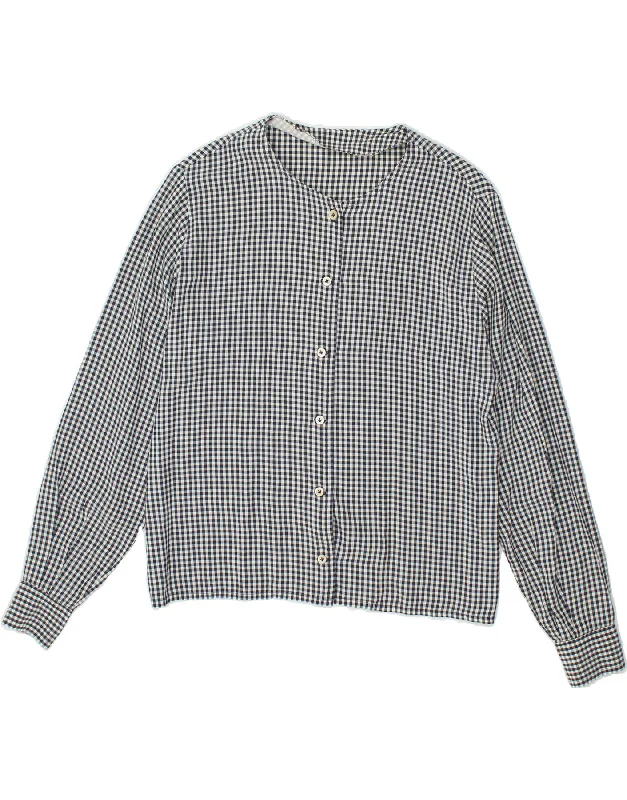 VINTAGE Womens Shirt Blouse UK 16 Large Navy Blue Gingham Comfortable Short Sleeve Tee VINTAGE Womens Shirt Blouse UK 16 Large Navy Blue Gingham Comfortable Short Sleeve Tee