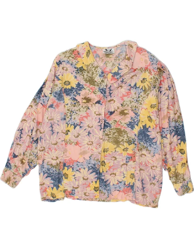 VINTAGE Womens Shirt Blouse UK 16 Large Pink Floral Viscose Casual Loose Short Sleeve VINTAGE Womens Shirt Blouse UK 16 Large Pink Floral Viscose Casual Loose Short Sleeve
